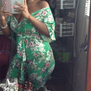Green Floral Jumpsuit w/ Belt